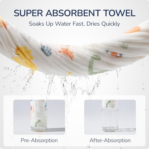 Image of Toddler Hooded Bath Towels,100% Cotton Muslin Baby Towels for Boys Girls,Ultra Soft & Absorbent Quick Dry Kids Towel for Beach,Pool,Bathroom,Large 43x43 Inch