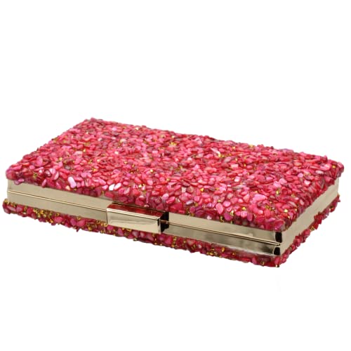 Pochette avec paillettes fuchsia et strass d'exception chic - 4