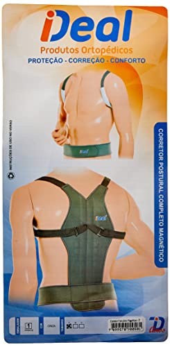 Ideal Produtos Ortopédicos, Corretor, Postural, Completo, Magnético, Cinza, Tamanho P