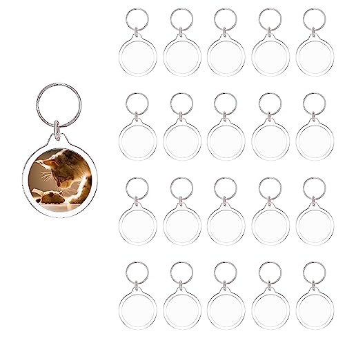 Image of BetterJonny 20Pcs Acrylic Picture Keychain Blanks in Clear Acrylic Picture Frame Keyrings