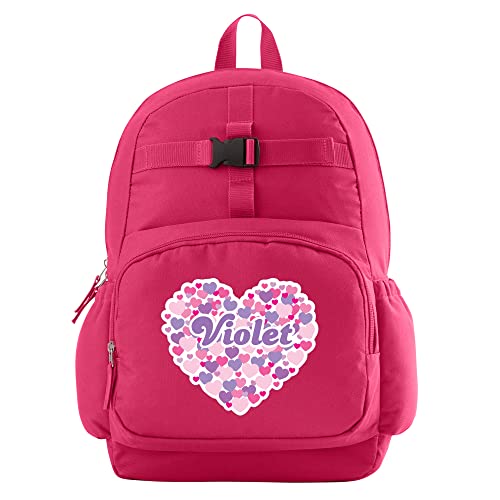 Let's Make Memories Kids Backpack for School - Personalized Back to School Supplies - Bookbag with Lunch Box - Pink - Heart