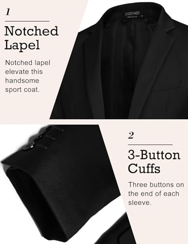 COOFANDY Mens Slim Fit Dress Jacket Suit Blazer Lightweight Sport Jackets Casual Sports Coat (Black L)