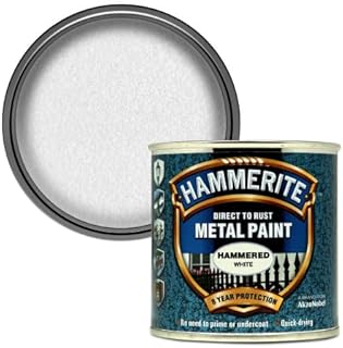 Hammerite Direct to Rust Metal Paint - Hammered White Finish 250ML