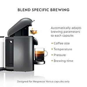 Nespresso Vertuo Plus Deluxe Coffee and Espresso Maker by Breville, Titan with Aeroccino Milk Frother Nespresso Vertuo Plus Deluxe Coffee and Espresso Maker by Breville Titan with Aeroccino Milk Frother