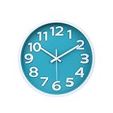 Wall Clock - 12 Inch 3D Numbers Easy to Read Round Wall Clock Silent Non-Ticking Battery Operated Teal Color Decor Clock for Living Room / Office / Bedroom