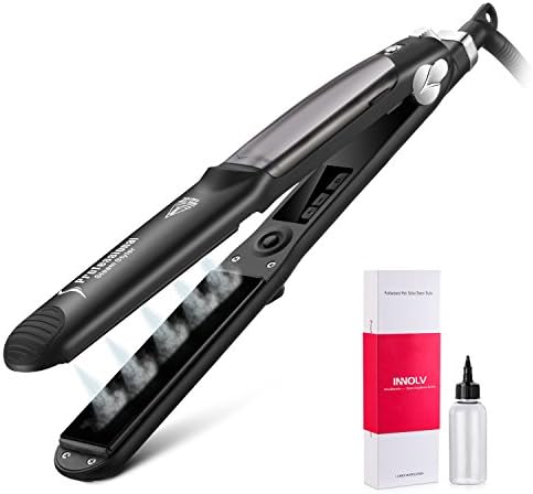 Steam Hair Straightener Professional Vapor Flat Iron for Black Hair - Salon Straightening 1.25inch Ceramic Tourmaline for Dry&Wet Hair, ETL Approval
