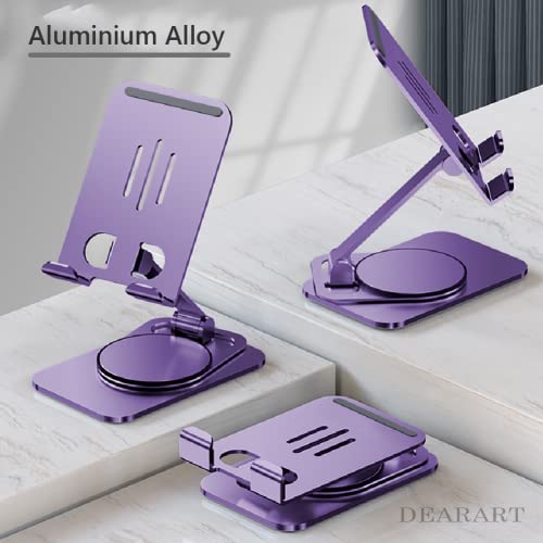 Image of DEARART Cell Phone Stand, 360 Adjustable Phone Stand for Desk, Foldable Phone Holder Fully Carried Easily, Purple (Square Base)