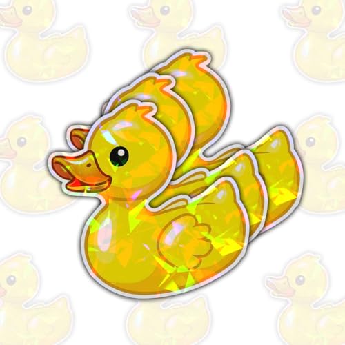 (3Pcs) Yellow Duck Sticker Funny Meme Cute Duck Decal, Duck Vinyl Sticker, Rubber Duck Sticker, Find The Duck Vinyl Sticker For Laptop Water Bottle Phone Car Window Helmet 3" (D1) (Hologram, 3in)