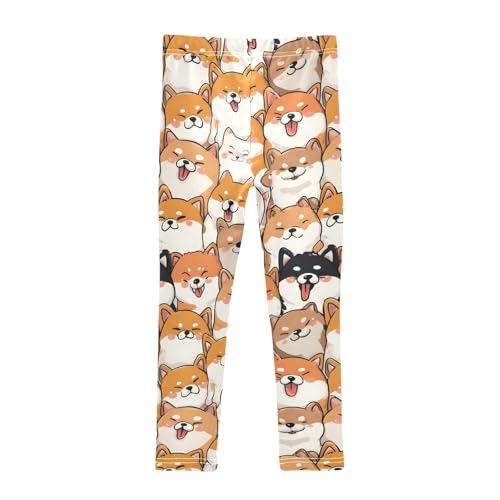 Orange Corgi Dog Face Girls Leggings Soft Stretch Workout Yoga Dance Pants for Kids Casual Tights2