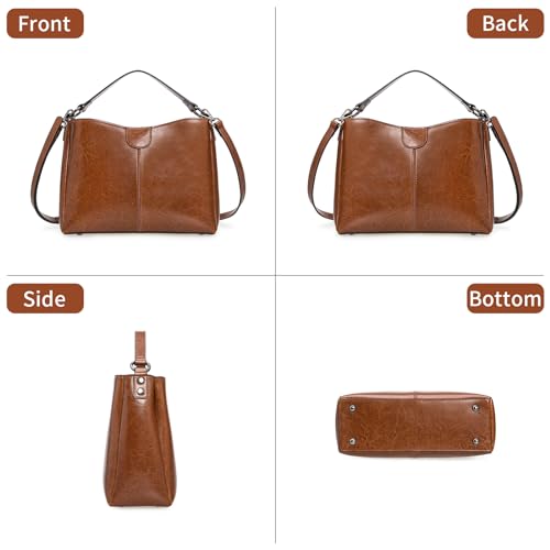 Genuine Leather Purses for Women Crossbody Bags Hobo Bags Top Handle Women's Shoulder Handbag with 3 Straps 6