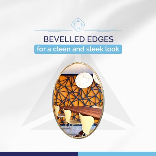 Image of Frameless Decorative Wall Mirror | Size 24 X 18 Inches | Oval Shape Wall Mirror for Bathroom, Bedroom, Vanity Ans Living Room (18 X 24 Inches)