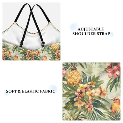 senya Girls Swimsuits One-Piece Swimwear Tie Bathing Suit Beach Summer Round Neck 7-8T Pineapple Bird Pattern3