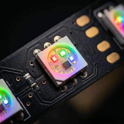 Image of Gleons WS2812B Dream Color LED Strip 5M, Individually Addressable RGB Pixel LED Light Strip, 60 LED /m 5V ARGB Flexible LED Tape with Black PCB for Gaming Room, PC, DIY Decoration