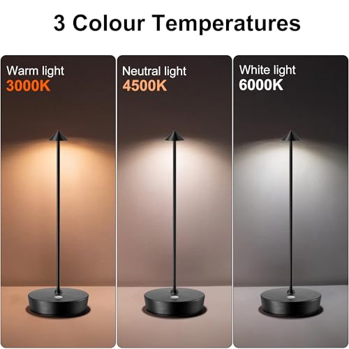 SAKRINGT Cordless Table Lamps Rechargeable, 6000mAh Battery Operated Waterproof Stepless Dimming Modern Portable LED Table Light for Restaurant Dining Patio Outdoor