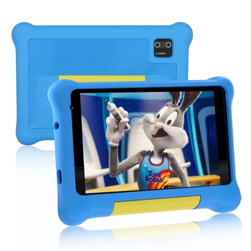 Ainmel Kids Tablet 7 inch, Android 13 Tablets for Kid, 5GB RAM+32GB ROM 128GB Expand, Parental Control, Kiddos Software Pre-Installed, Dual Camera, Android Learning Tablet with Proof Case (Blue)