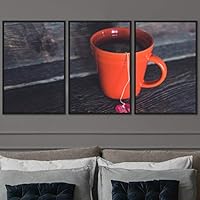 3 Piece Framed Canvas Wall Art Cup of Tea Canvas Prints Home Artwork Decoration for Living Room,Bedroom - 16
