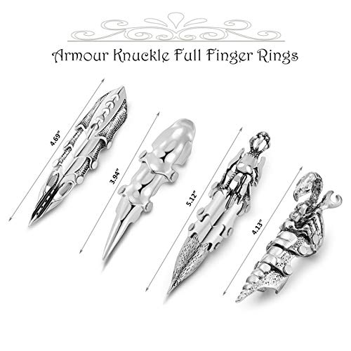 Jovivi Men\'s Jewelry Double Loop Activity Ring Armor Shape Punk Style Ring,4pcs