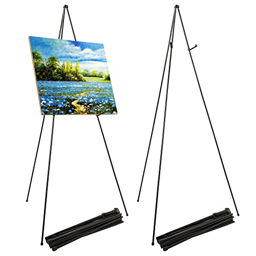 SHANQ,Caballete de metal, 2 unidades, 168 cm,66 pulgadas, caballete de arte plegable para exhibición, trípode ajustable, carteles de arte, presentaciones de fotos Cover