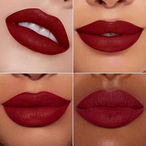 Image of MAKI YIKA 2Pc Matte Liquid Lipstick Set Dark Red Nude Lipstick Long Lasting