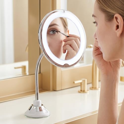 Espejo de Maquillaje con Lupa 10x y Luz LED Giratorio miniatura 5