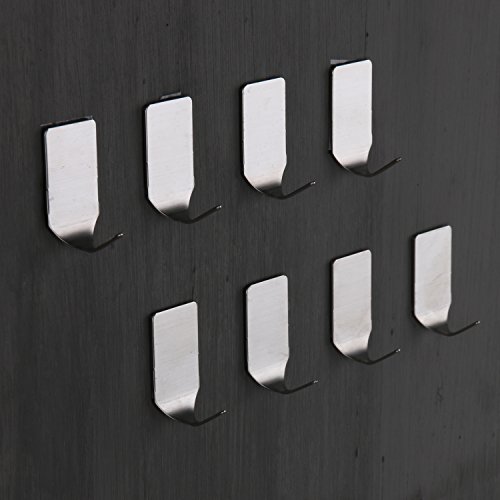 Preisvergleich Produktbild eSky24 8er Klebehaken Selbstklebehaken Geschirrhalter Kleiderhaken Wandhaken 3M selbstklebend wasserdicht Edelstahl ohne Bohren