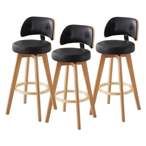 Taburetes Altos de Cocina Madera y Negro Marca HYUFEIAO