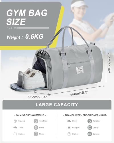 Image of Gym Bag Womens Mens with Shoes Compartment and Wet PocketTravel Duffel Bag for Women for Plane, port Gym Tote Bags Swimming Yoga Small Waterproof Weekend Overnight Carry on Bag Hospital Holdalls