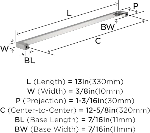 Image of Amerock BP3691126 Polished Chrome Cabinet Pull | 12-5 /8 inch (320mm) Center-to-Center Cabinet Hardware | Monument | Furniture Hardware | Drawer Pull