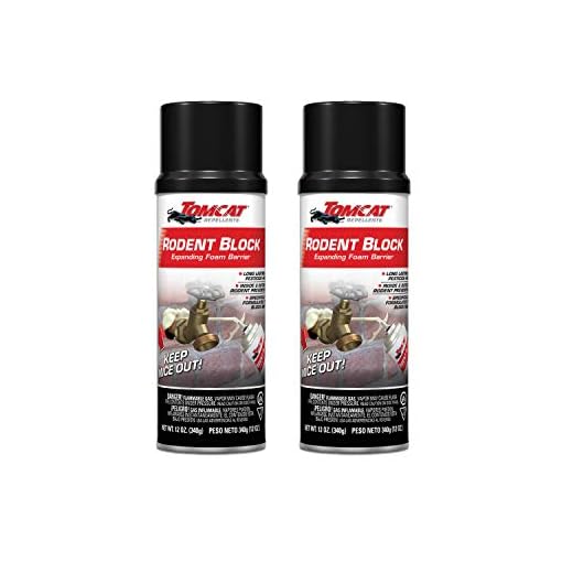 Tomcat Rodent Block Expanding Foam Barrier, Specifically Formulated to Block Mice, Long Lasting, Spray Keeps Mice From Coming Inside the House, 12 oz., 2-Pack