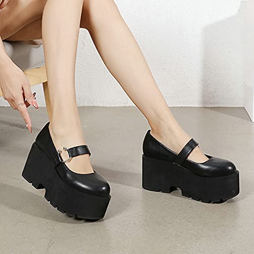 Agodor Women's Gothic Cosplay Lolita Shoes Goth Mary Jane Platform High Heel Chunky Pumps4