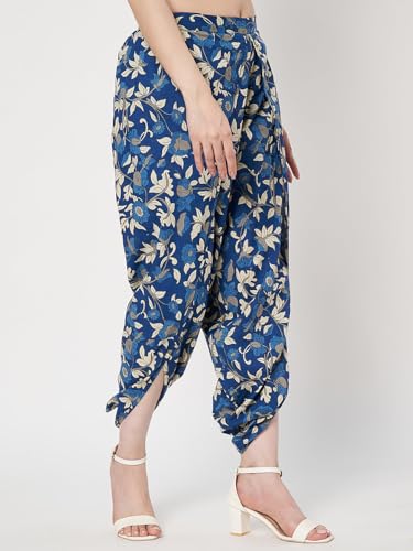 Image of 9rasa Women's Cotton Solid Harem Dhoti Pants for Casual FusionWear Workwear