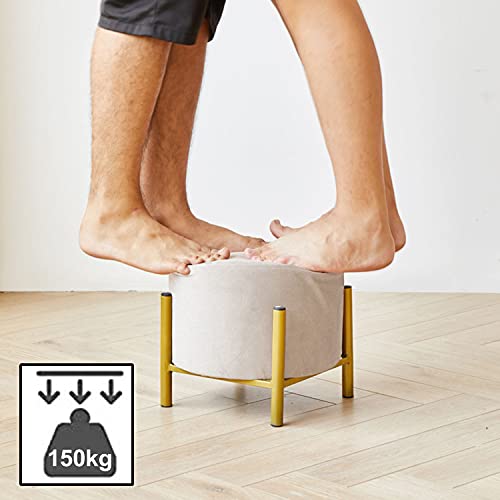 Repose-Pieds Rond en Velours Ottoman Déhoussable et Antidérapant - 7
