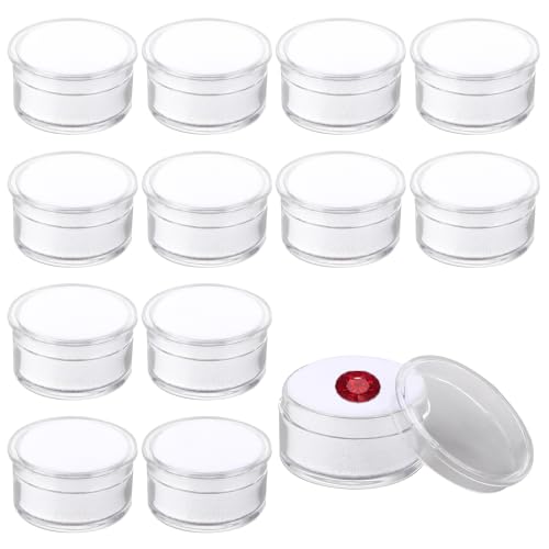 12Pcs Small Display Box Gemstone Holder Case Jewelry Show Box Container Holder with Clear Top Lids and Sponge
