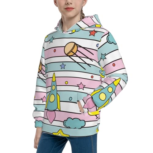 Space Doodle Kid Hoodies Boys Sweatshirts Girls Pullover with Pocket2