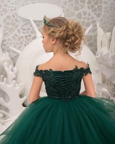 Ruffle Tulle Flower Girl Dresses for Wedding Lace Applique Tiered Princess Dress Long Party Gown4