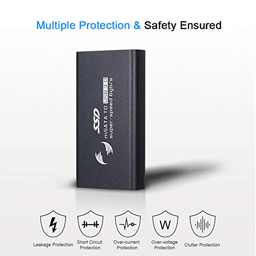 Gabinete SSD, Andoer mSATA para USB3.0 Case Converter Adapter Case externo mSATA SSD Box Gabinete ex