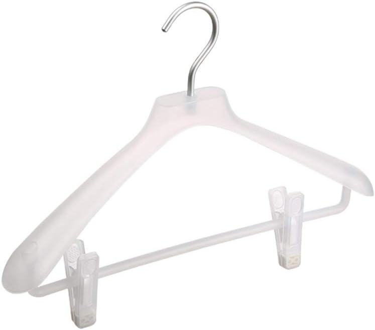 - Plastic Combination Hanger with Adjustable Clip Space-Saving Wide-Shoulder Hanger Chrome Hook Suit top Pants Underwear Skirt (Pack of 5) (Color : Pink) (Clear)