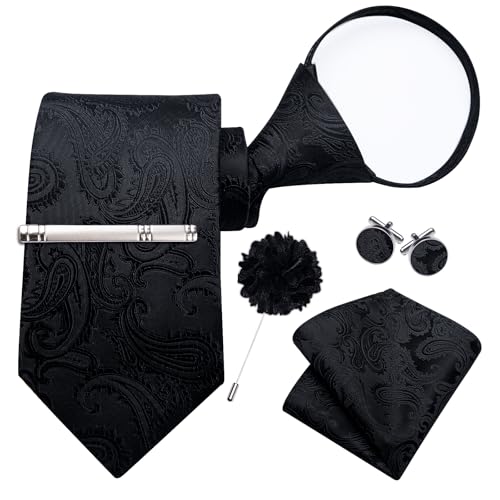 Image of DiBanGu Silk Zipper Ties for Men, Formal Pre-tied Necktie | Adjustable Tie,6PCS,Various Design Styles,Jacquard Woven,Skin-friendly,Practical Gift,Great for Wedding Party,Business Formal