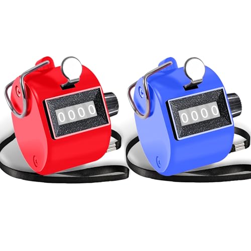 2pc Hand Tally Clicker Counter 4-Digit Number Clicker Counter TESEAS Handheld Mechanical Counters Pitch Umpire Click Counter for Coaching Knitting People Lap Fishing Golf Sport Row School Event