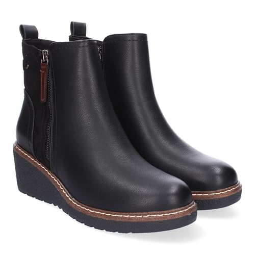 shoes&blues.es 86363 Botines de Cuna para Mujer Comodos, Diseno Elegante con Cremallera Lateral y Adorno de Cremallera, Ideal para Uso Diario Negro Talla 36