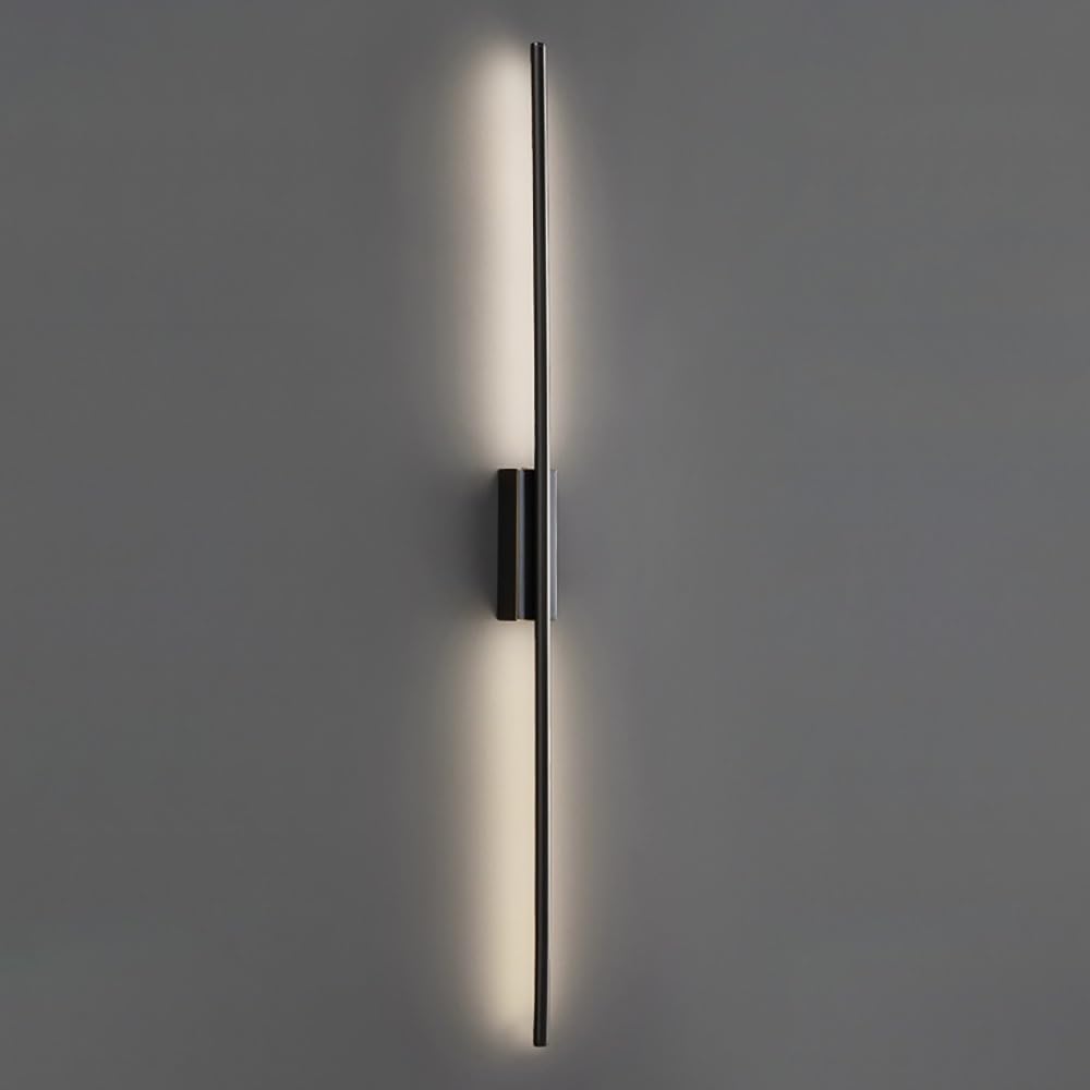 COSRUB Linear LED Brass Wall Mounted Light, Long Tube Dimmable Wall Lamps Modern Simple Ambient Accent Wall Sconces for Living Room Hallway Stairs Bedroom(Black,120cm/47.24in)