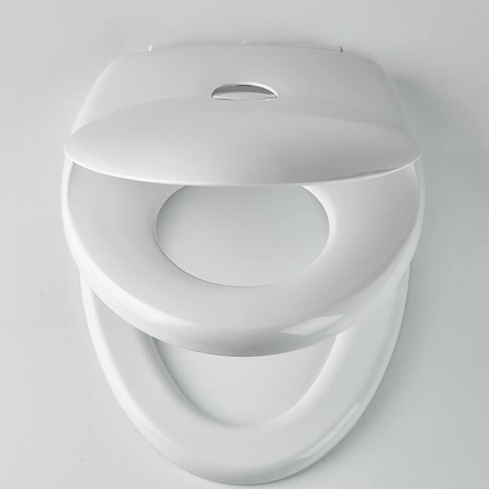 JWW Asiento De Inodoro Familiar Tapa Y Asiento De Inodoro con Asiento Reductor Infantil Y Cierre Suave Blanco Tapa WC Universal