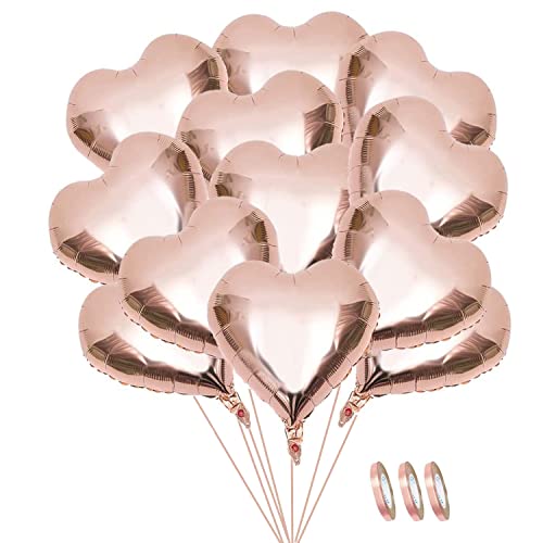 Ballon Coeur Ballon Rose Gold,30 pcs Ballon Coeur Rose Or, pour Anniversaire, Mariage, Saint Valentin, Douche de bébé, décoration de fête de Noël Cover