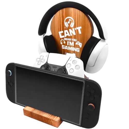 Moginno Gamer Gifts for Men Teen Boy, Gaming Room Decor for Teenage, Gaming Gifts for Boyfriend, Brother, Son, Husband, Game Stuff Accessories, Wooden Headphone and Controller Stand