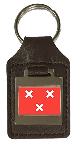 Porte-clés en cuir gravé drapeau de Breda en cuir véritable de haute qualité