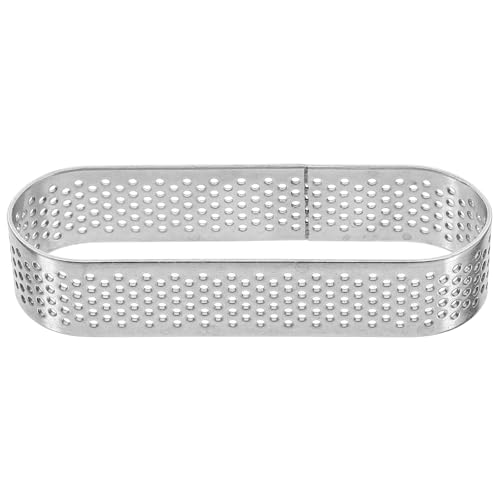 PAMINGONO Oval Tartlet Mold 9.4Cm Stainless Steel Mousse Ring Perforated Cake Baking Mould for Fruit Pies and Tiramisu Dessert Kitchen Use