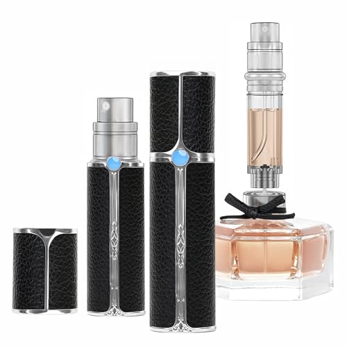 CF00BKS Leather Perfume Bottle 5ml – Bottom-Fill Refillable Dispenser, Leak-Proof & Portable for Men & Women, Ideal for Travel, Gifting & Daily Use (CF00BKS)