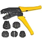 Susire 圧着ペンチ マルチ ダイス交換式 圧着工具 かしめ 5種類圧着ダイス フェルール 裸圧着端子 オープンバレル端子 絶縁被覆付圧着端子用 電気工事士 車