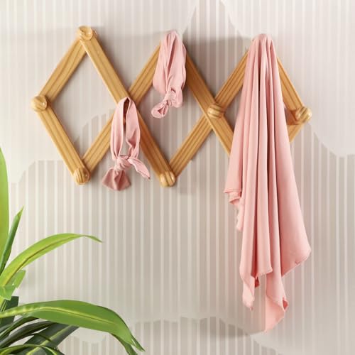Image of TANOFAR 4-Pack Newborn Swaddle Blanket for Baby Girls & Boys, Ultra Soft Receiving Blankets with Matching Headband and Beanie Set Baby Nursery Swaddle Wrap (Pink)