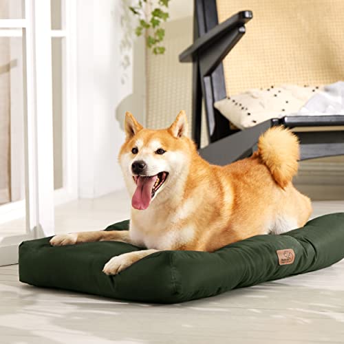 BEDSURE Hundekissen Grosse Hunde waschbar - 91x68cm hundematratze L für große, mittelgroße Hunde Outdoor gepolstert Hundematte grün in 10cm Höhe